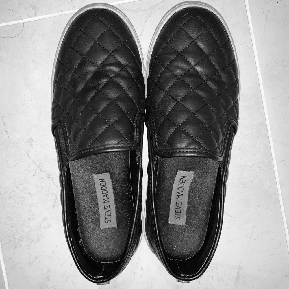 Steve Madden Black Slip Ons